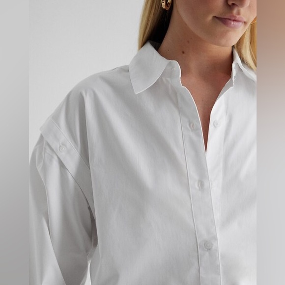 Express white detachable long sleeve poplin cotton button up shirt /vest, 2 in 1 - Picture 8 of 10
